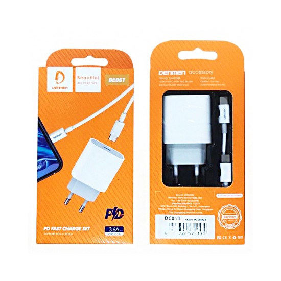 Denmen Home Charger DC06T 20W Cable Type-c to Type-c White